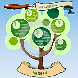 Lovely flat design infographic with tree element