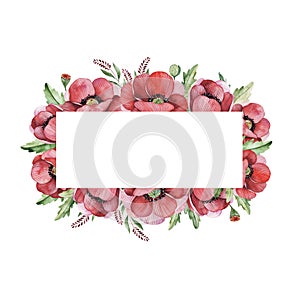 Lovely floral collection with poppies flowers,branches,green,fern leaves,berries