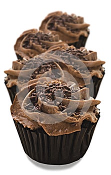 Lovely fresh chocolate cupcakes - very shallow depth of field