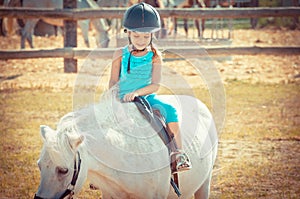 Lovely girl on a horse. Litlle girl riding a ho