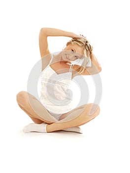 Lovely girl working out over white