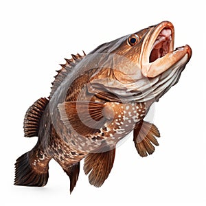 Lovely Grouper: Realistic Fish Photo On White Background