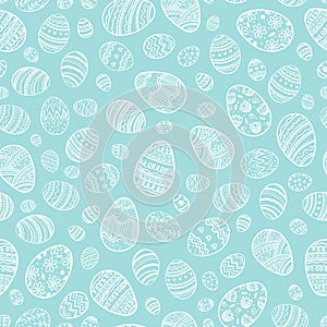 Lovely hand drawn Easter seamless pattern  cute decorated eggs  great for textiles  banners  wrappers  wallpapers - vector design