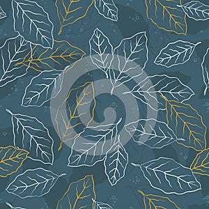 Lovely hand drawn leaves seamless pattern, elegant autumn background, great for textiles, banners, wallpapers, wrapping - vector