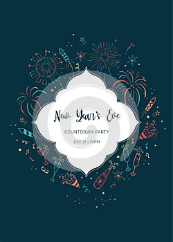 Lovely hand drawn party seamless pattern, great for New Year`s Eve, banner, textiles, banner, wallpaper, wrapping - vector design