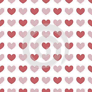 Lovely heart seamless pattern vector illustration isolated on white background. Valentine Day and love concept.
