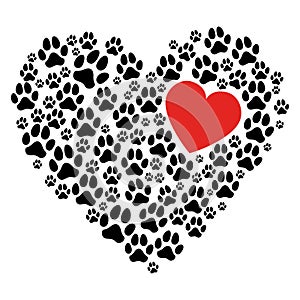 Lovely heart shape with pet footprint.