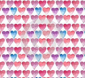 Lovely hearts pattern seamless watercolor