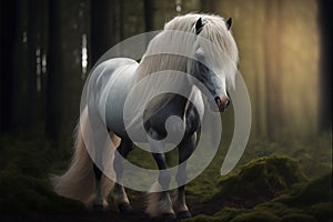 Lovely Icelandic horse or pony in the forest