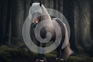 Lovely Icelandic horse or pony in the forest