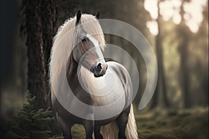 Lovely Icelandic horse or pony in the forest