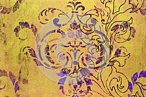 Fancy shabby damask patterned background.