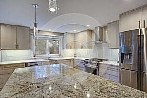 Lovely kitchen room with kitchen island