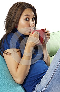 Lovely lady drinking coffee