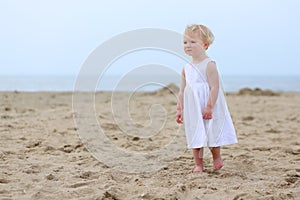 Lovely little girl playing on the beach