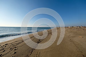 Lovely lonely beach in france during lockdown, copy space