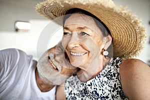 Lovely mature couple on romantic vacation