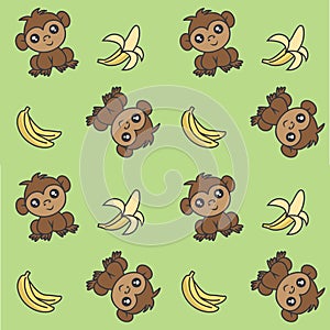 Lovely monkey pattern with bananas