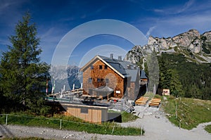 Picturesque view to Erfurter Chalet, The Brandenberg Alps, Austria, Europe photo