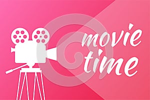 Lovely movie time concept layout with film projector and text area with sample title in retro western font. Vector