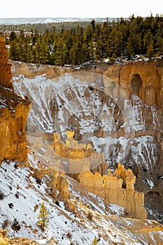 lovely orange glow of the bryce canyon hoodoos in its national park at inspiration point during the winter months in southern utah