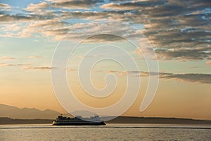 Ferry Boat Crossing Elliott Bay from Seattle to Bainbridge Island.