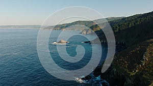 A Lovely Panorama of the Quiet Ocean - Aerial Pullback