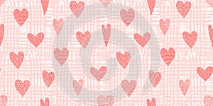 Lovely pattern with red hand drawn cute hearts