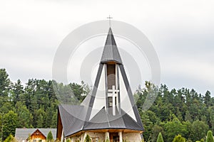 Lovely pointed rooftop of rustic village church