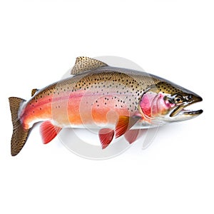 Lovely Rainbow Trout On White Background - Patricia Piccinini Style