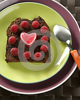 Lovely raspberryes and heart cake