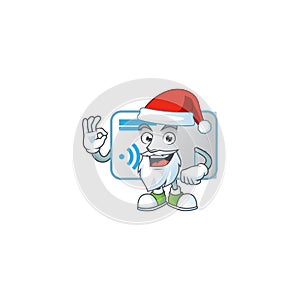 A lovely Santa NFC card mascot picture style with ok finger