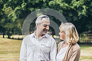 Lovely senior elderly smiling couple man and woman