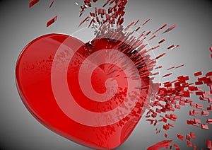 Shinny 3D Love Explosive broken Heart Illustration photo