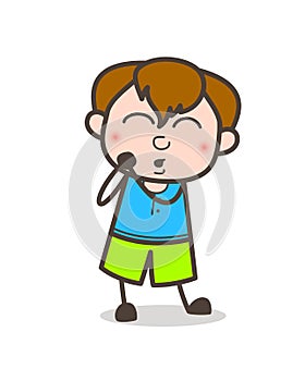 Lovely Shy Expression - Cute Cartoon Boy Illustration