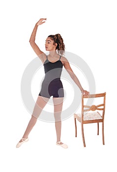Beautiful slim woman praxis ballet and stretching photo