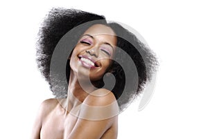 Lovely smiling woman with natural hair