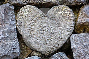 Lovely Stone Heart Shape at Meganebashi Bridge in Nagasaki, Japan photo