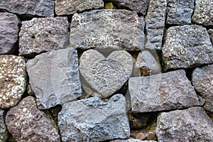 Lovely Stone Heart Shape at Meganebashi Bridge in Nagasaki, Japan photo