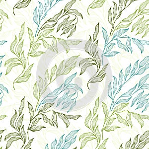 Lovely stylized tree leaves endless pattern. Organic foliage summer motif.