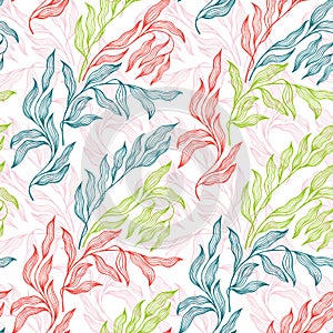 Lovely stylized tree leaves endless pattern. Organic foliage summer motif.