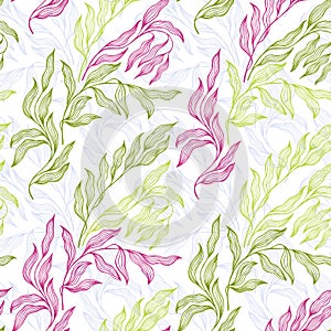 Lovely stylized tree leaves endless pattern. Organic foliage summer motif.