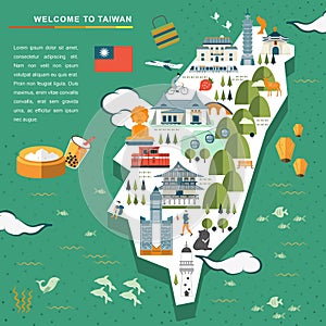 Lovely Taiwan travel map