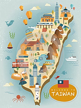 Lovely Taiwan travel map