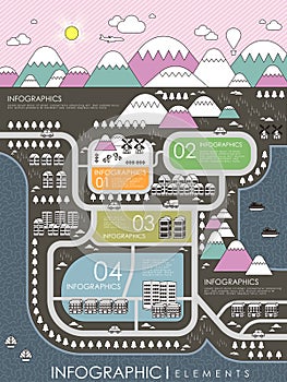 Lovely town scenery infographic template