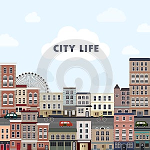 Lovely urban landscape in flat design