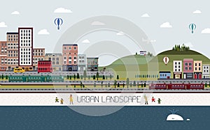 Lovely urban landscape in flat design