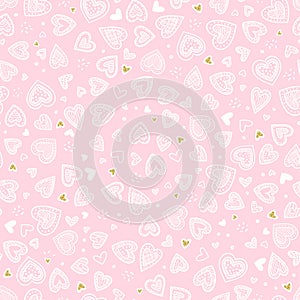 Lovely Valentine`s Day seamless pattern, hand drawn heart doodles, great for cards, banners, wallpapers, wrapping - vector design