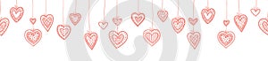 Lovely Valentine`s Day seamless pattern, hand drawn heart doodles, great for cards, banners, wallpapers, wrapping - vector design