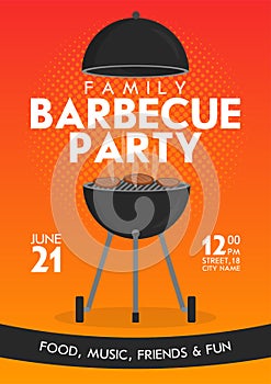 Lovely vector barbecue party invitation design template set. Trendy BBQ cookout poster design photo
